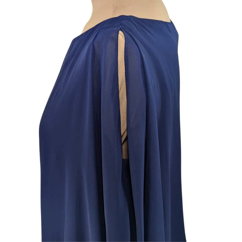 Xscape 14W Navy Blue Mother of the Bride Layered Chiffon Beaded Lined Dress - Picture 7 of 12